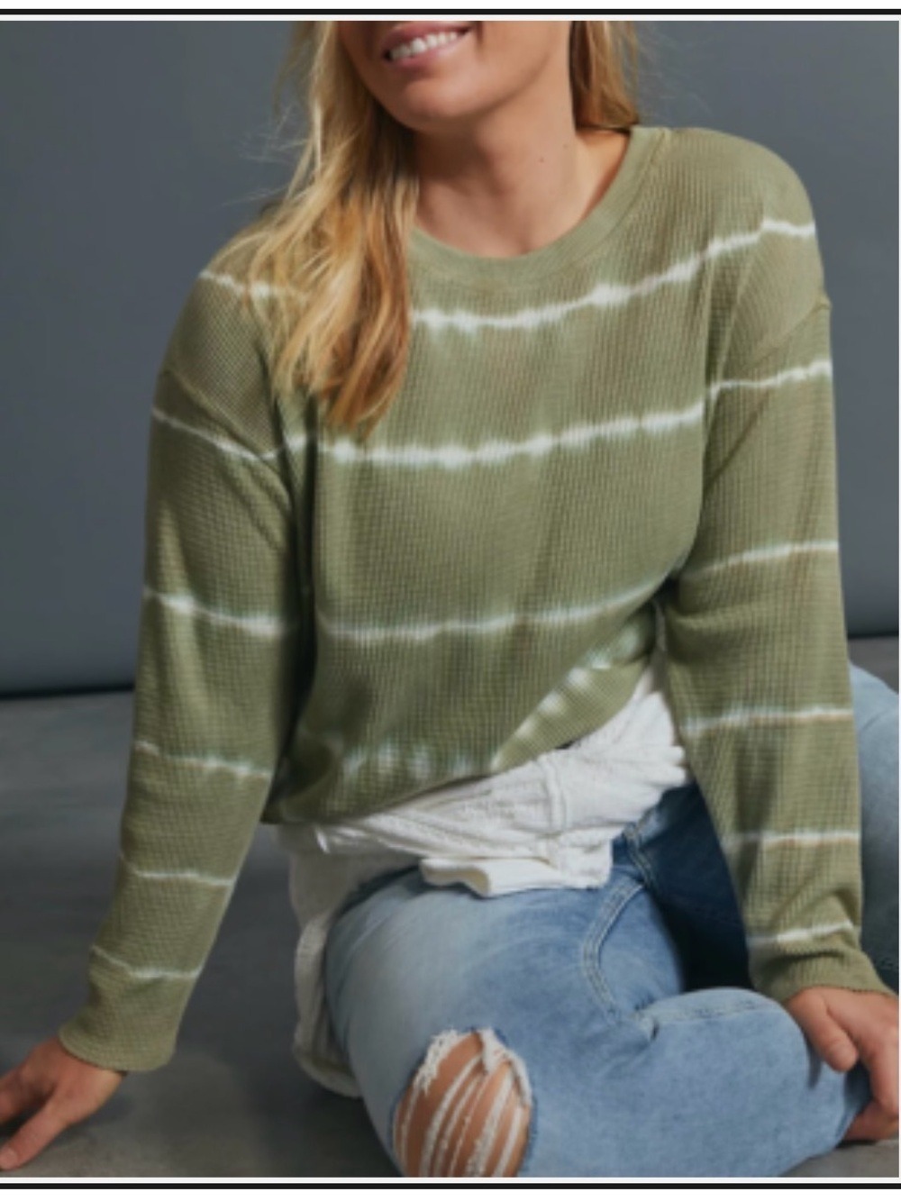 T.La Olive Waffle Knit Crewneck Top